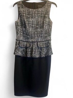 Enfocus Studio Black & White Tweed Sheath Dress